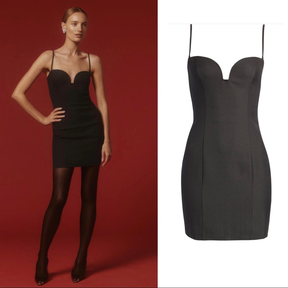 Reformation Joline Sweetheart Mini Black Dress Size US12 NWT